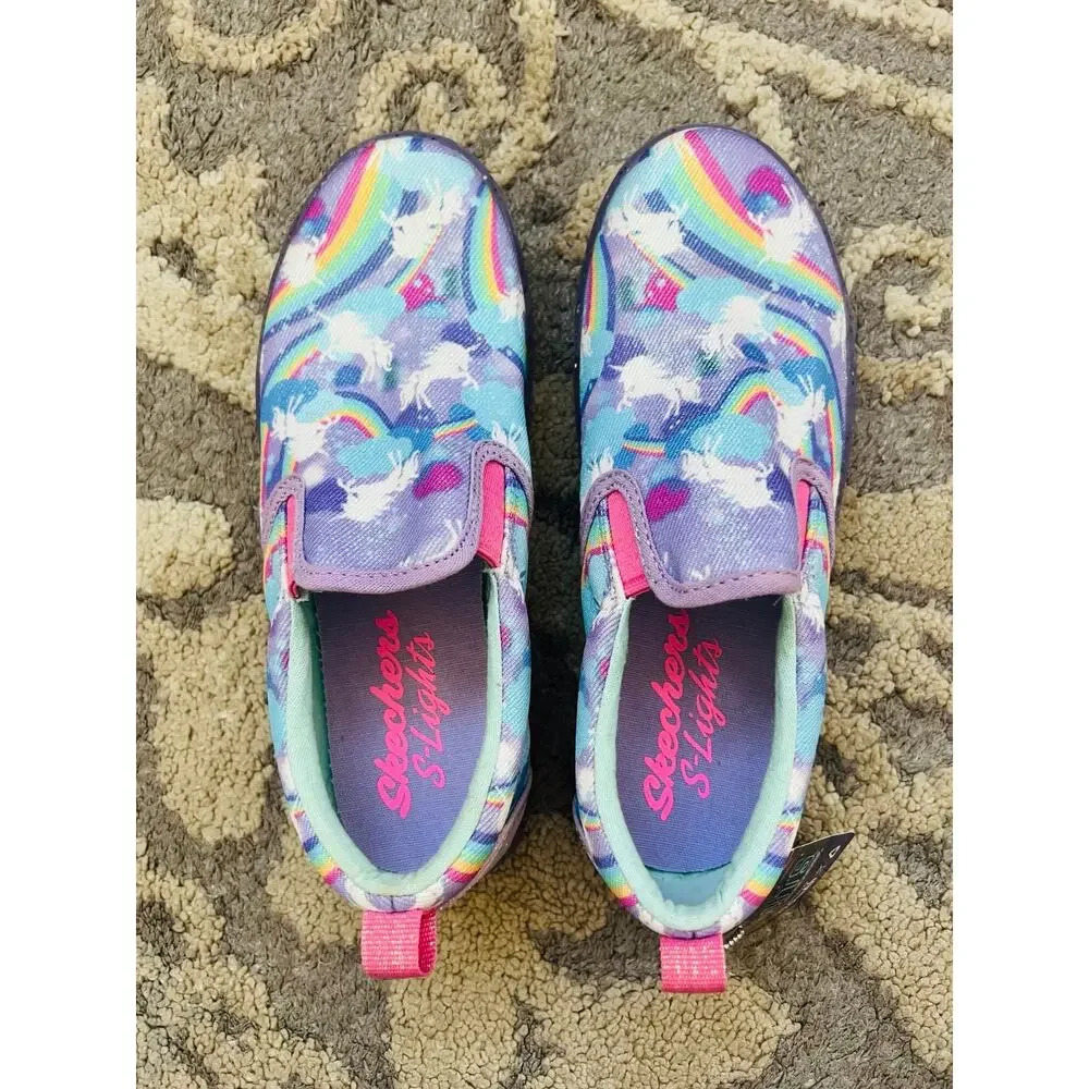 NWT❤️Skechers Girls S-Lights: Unicorn Chaser Light-Up sz2